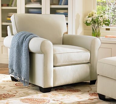 Buchanan Upholstered Armchair, Polyester Wrap Cushions, Washed Grainsack Adobe