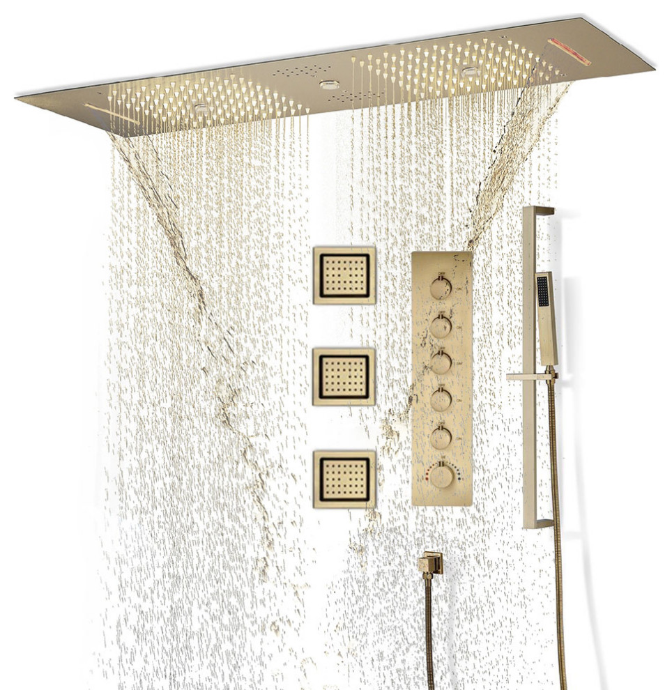 LED Mist Shower System With Hand Shower Contemporary Showerheads
