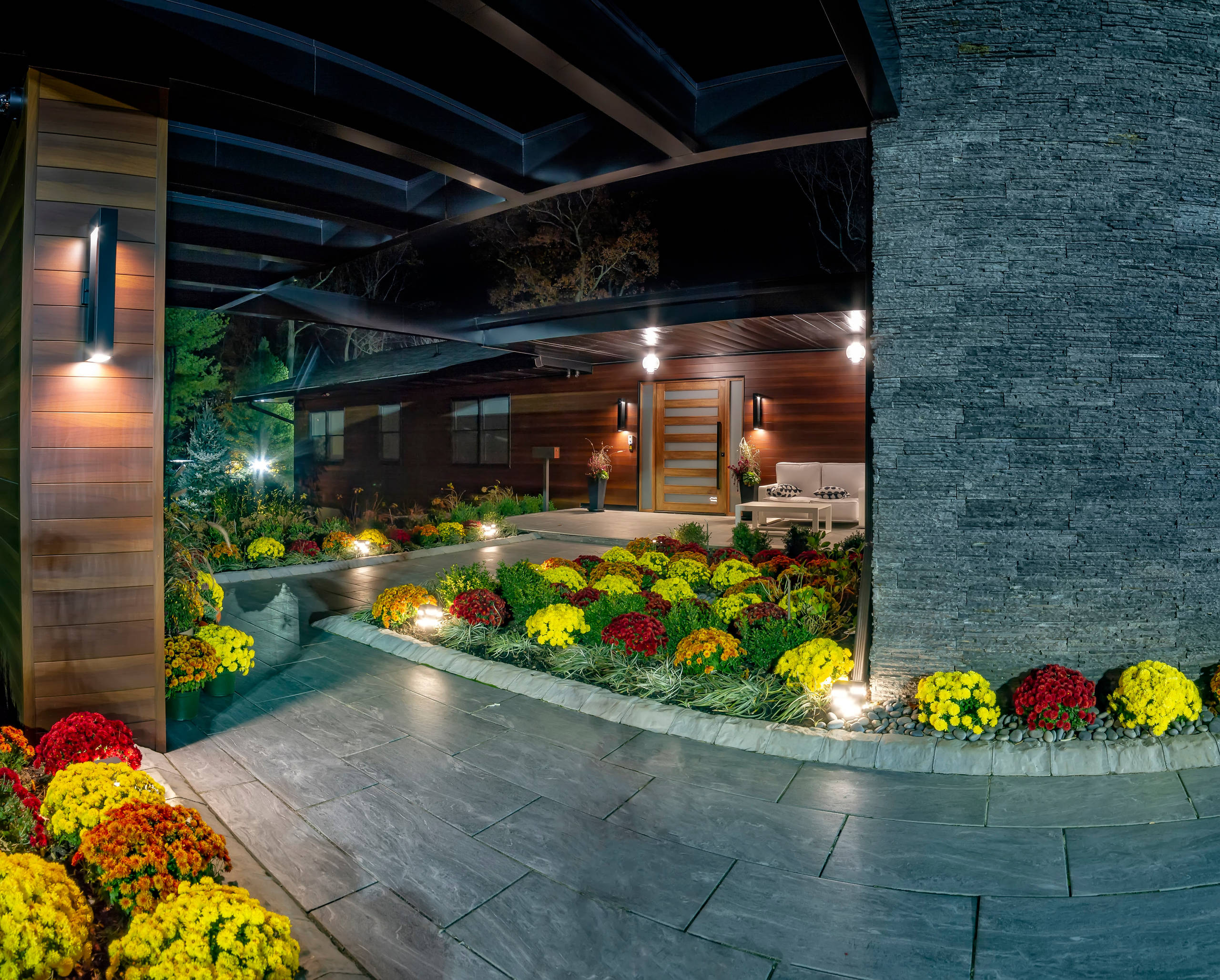 Backyard patio and lighting