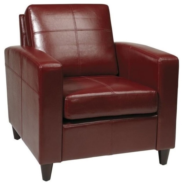 Bowery Hill 18.75'' Modern Faux Leather Upholstered Club Chair in Red
