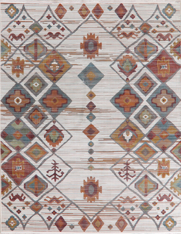 Geometric Transitional Distressed VintageStyle Area Rug, 8 X 10 Ft. Southwestern Area Rugs