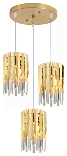 Legance 3-Light Gold Plated Crystal Lighting Fixture - Contemporary
