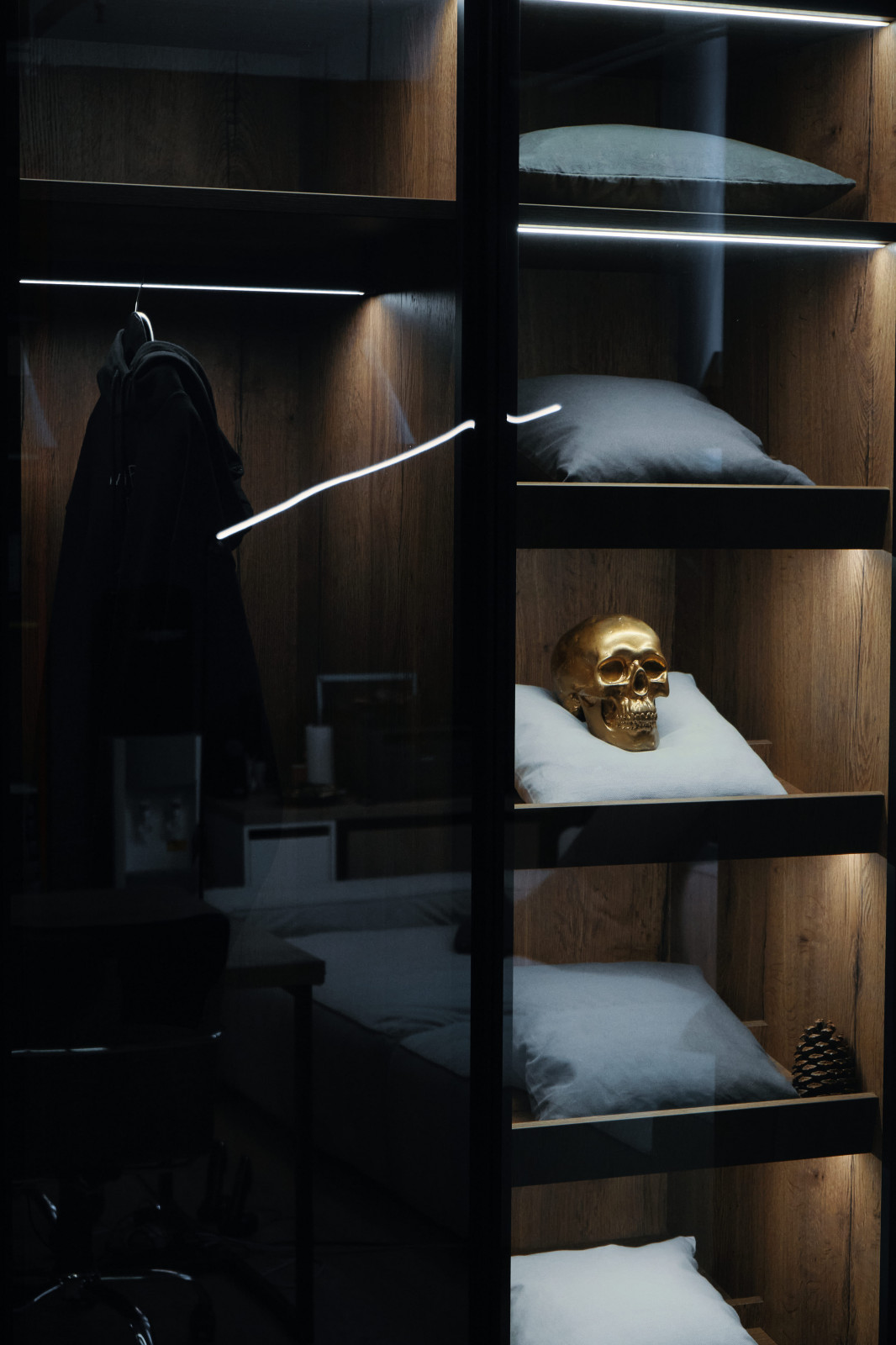 Высокий распашной шкаф RPE raumplus с тонированными стеклами