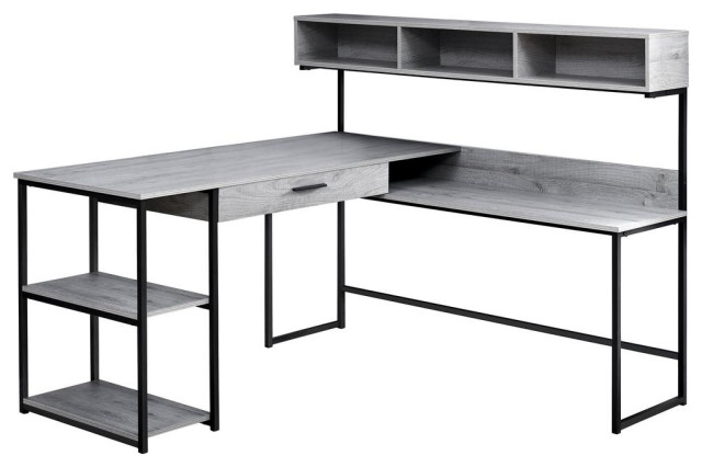 Computer Desk Grey Black Metal Corner Contemporary Desks And Hutches By Bisonoffice Houzz Computer Desk Grey Black Metal, Black Corner Computer Desk With Hutch