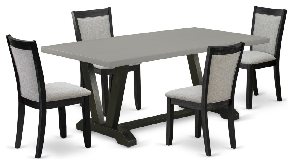 V697Mz606-5 5-Piece Dining Set, Rectangular Table and 4 Parson Chairs