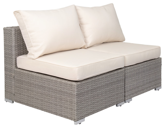 HAPPYGRILL 3 Pieces Patio Conversation Set, Outdoor Rattan