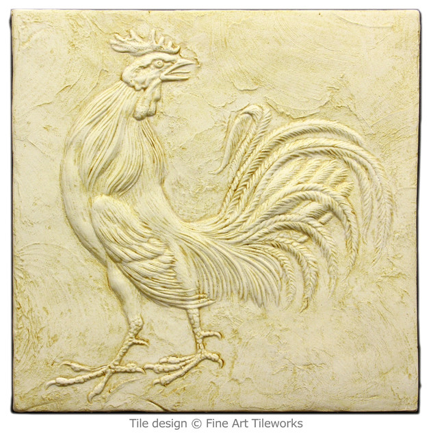 Crowing Rooster 12"x12" handmade tile