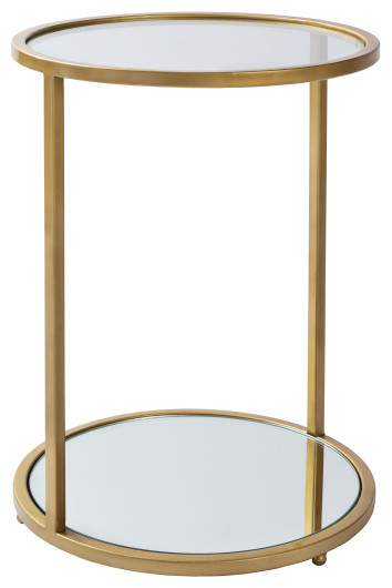 Surya Yvonne End Table Round Glass And Gold Metal Contemporary Side Tables And End Tables By