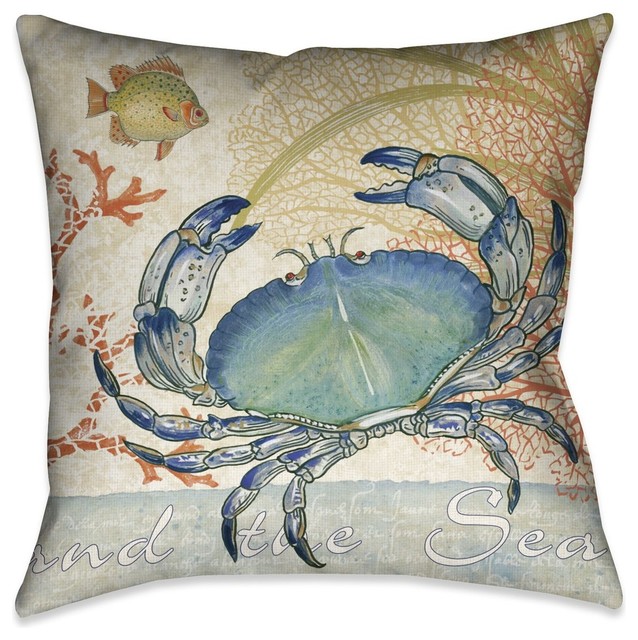 Oceana Crab Decorative Pillow, 18"x18"