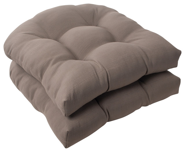 Forsyth Taupe Wicker Seat Cushion, Set of 2 Transitional Outdoor