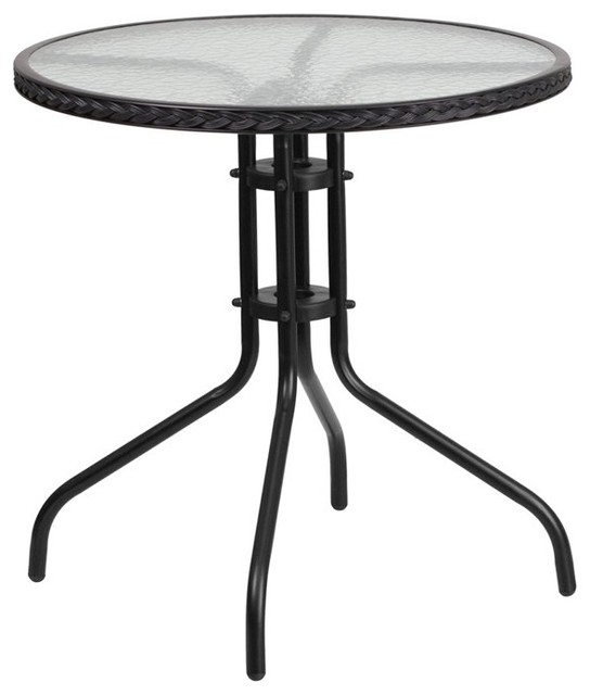With Gray Rattan Edging Coffee Tables, 28 Round Table