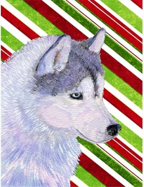 Siberian Husky Candy Cane Holiday Christmas Flag, Garden - Contemporary ...