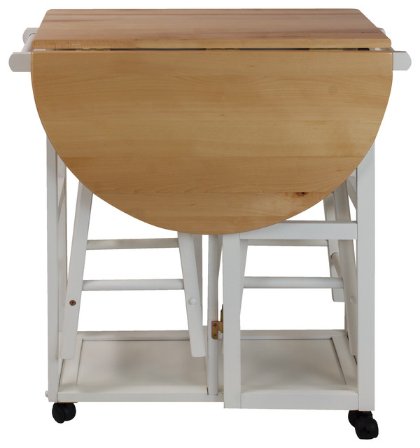 Breakfast Cart With DropLeaf Table and Tools Transitional Indoor