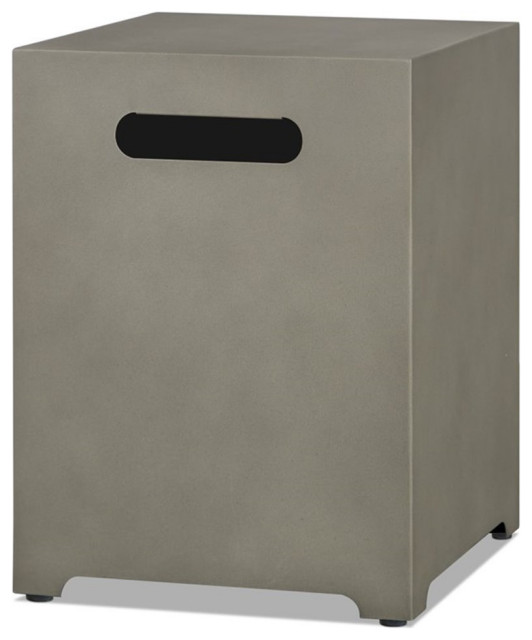 Bowery Hill Modern Steel Propane Tank Cover in Mist Gray Transitional