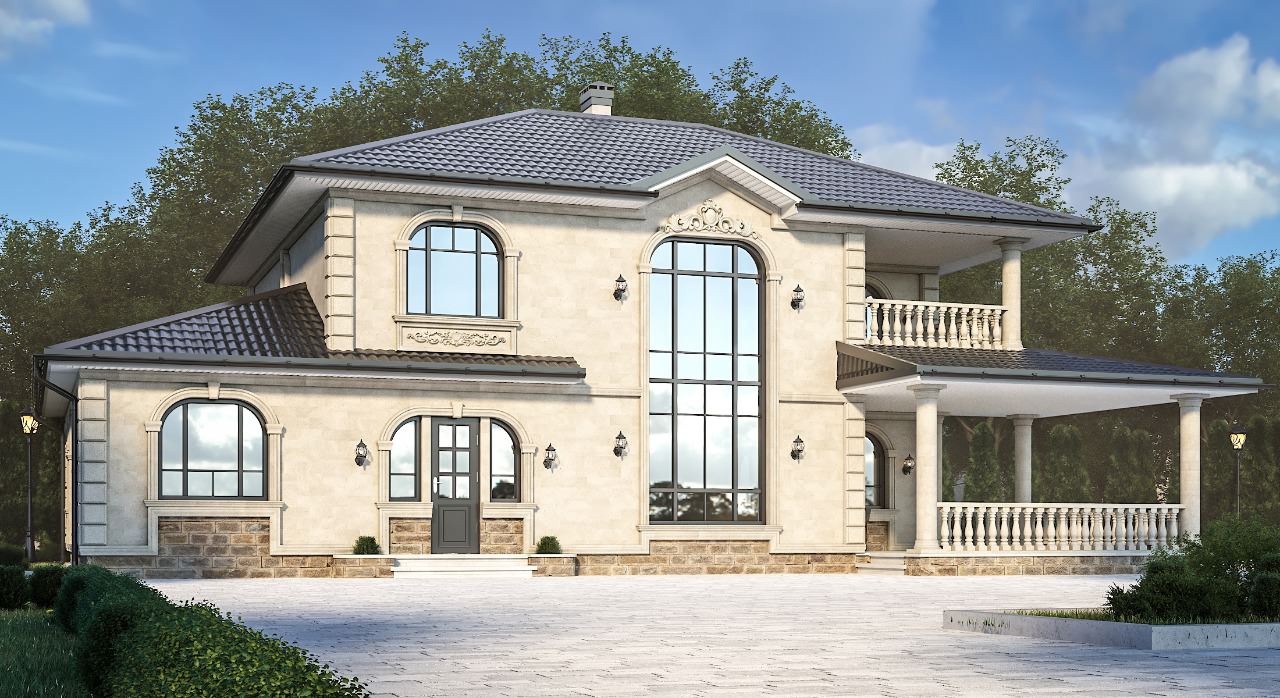 Фасад домовладения облицованный натуральным дагестанским камнем