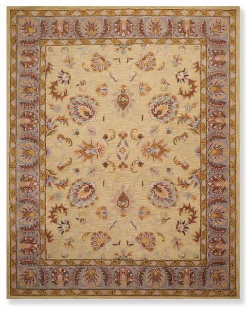 Gold Grey Color Hand Tufted Persian Rug, 8'x10'