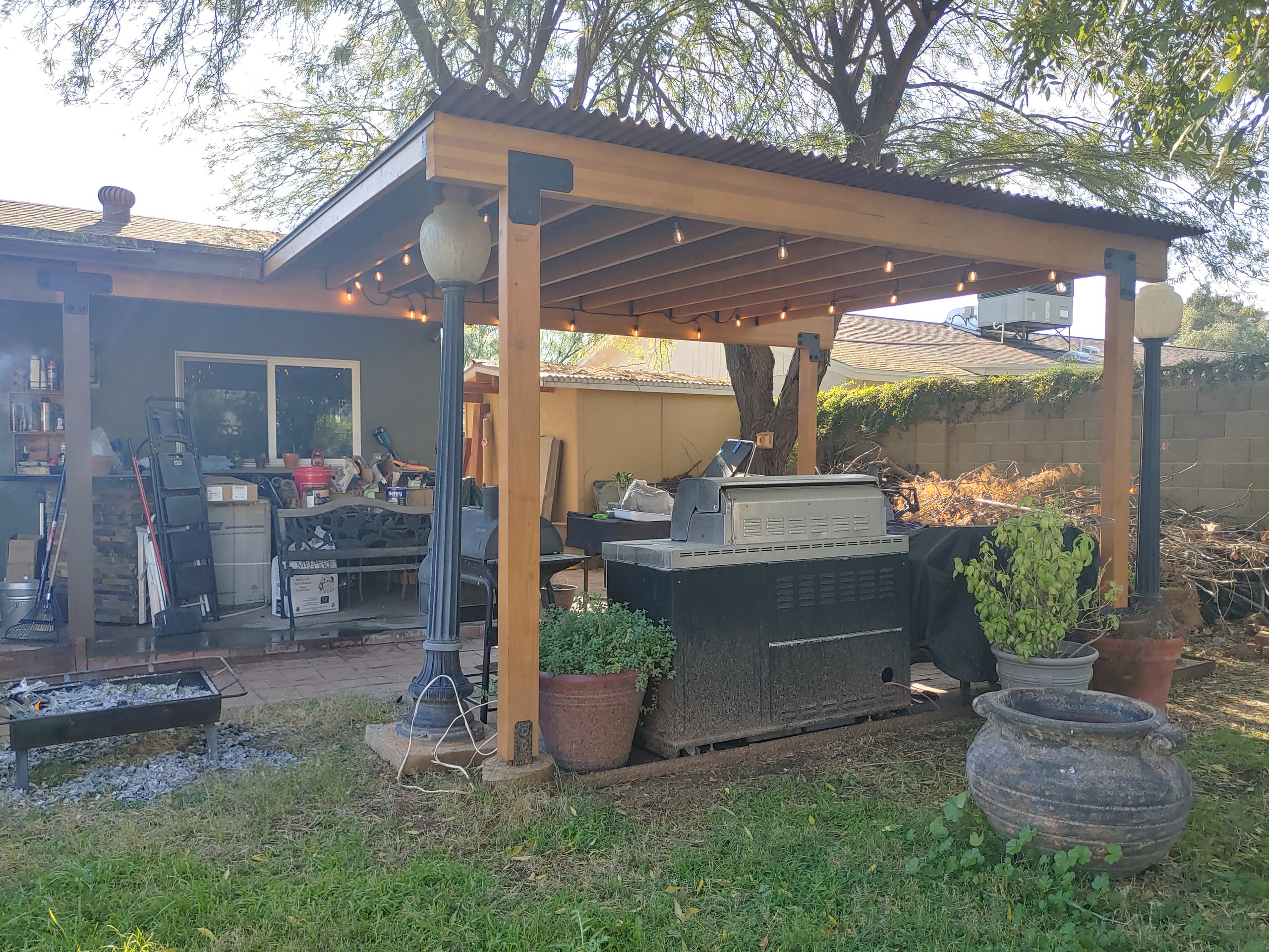 Outdoor Kitchen Cantilevered Porch Extention