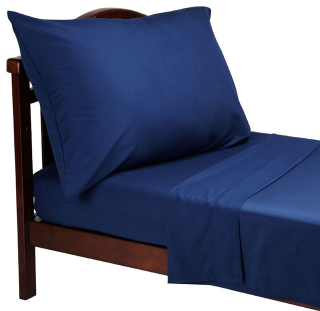 Navy Blue Toddler Sheets 3pc Microfiber Bed Sheet Set - Traditional