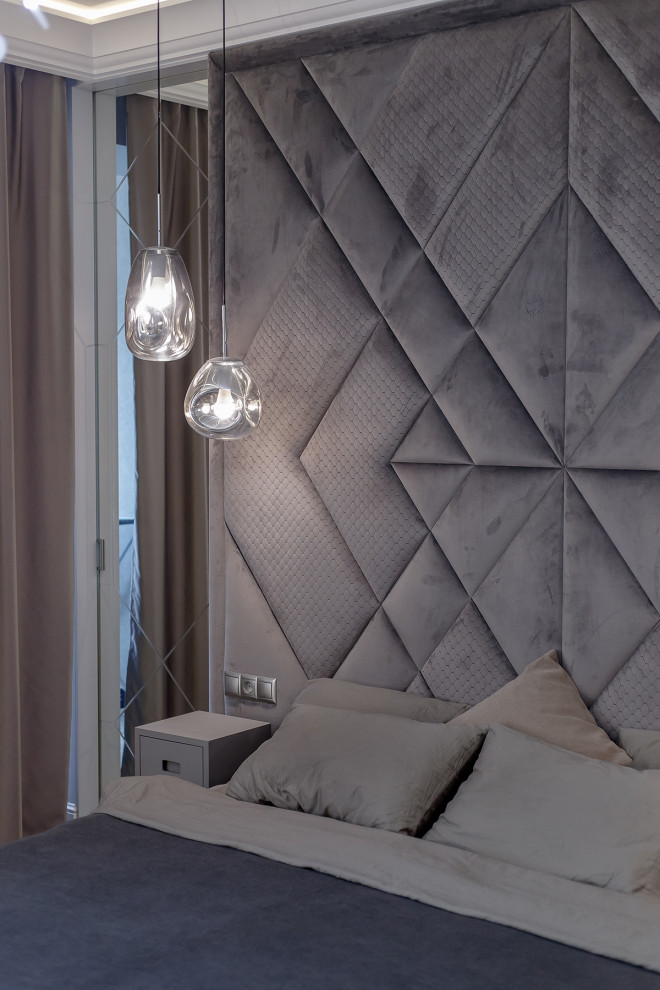 Реализация спальни "Современная классика" в серых тонах