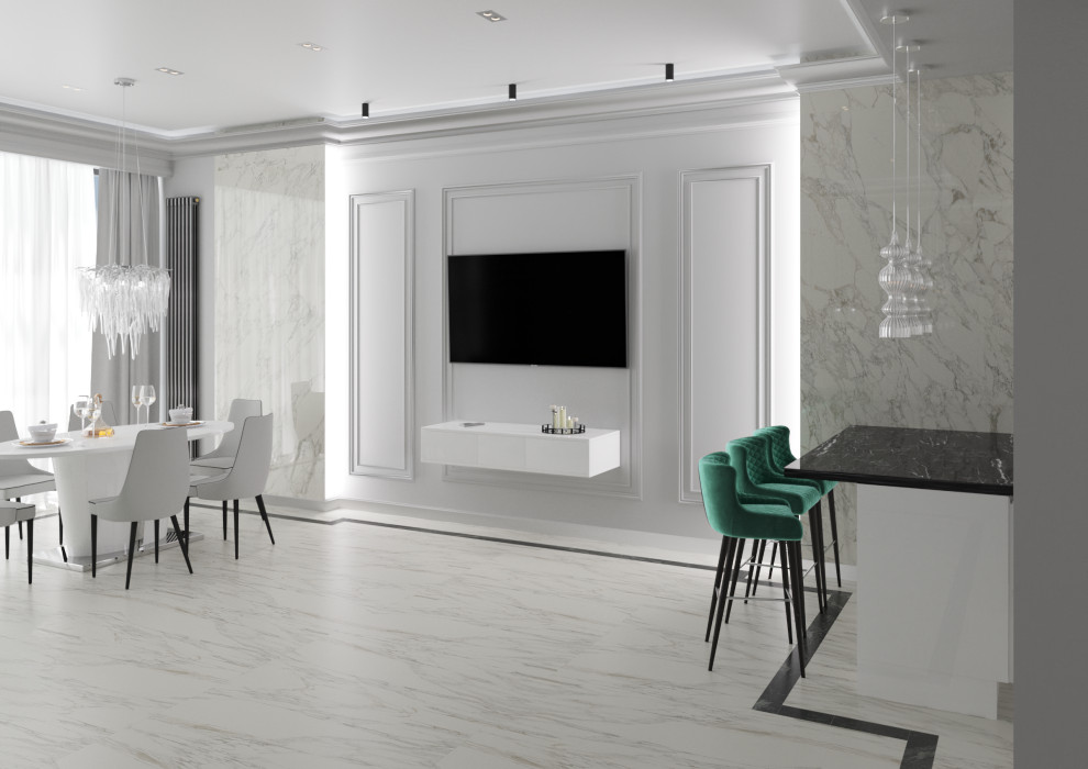 Визуализация общесемейного пространства площадью 58,60м2