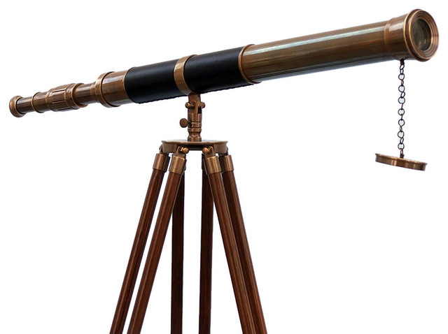 Floor Standing Antique Brass Telescope 