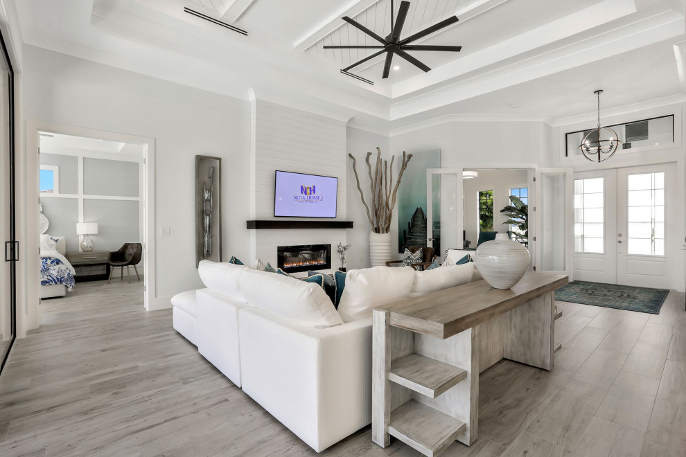 Design ideas for a mediterranean living room in Miami.