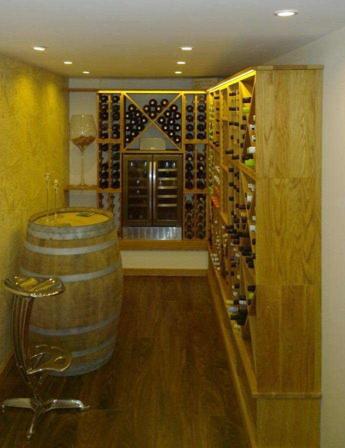 Large contemporary wine cellar in Manchester.