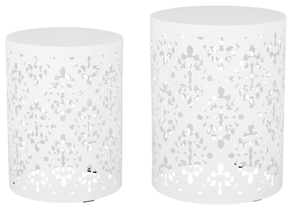 Verdugo Outdoor Metal Side Tables (Set of 2) Contemporary Outdoor Side Tables by GDFStudio