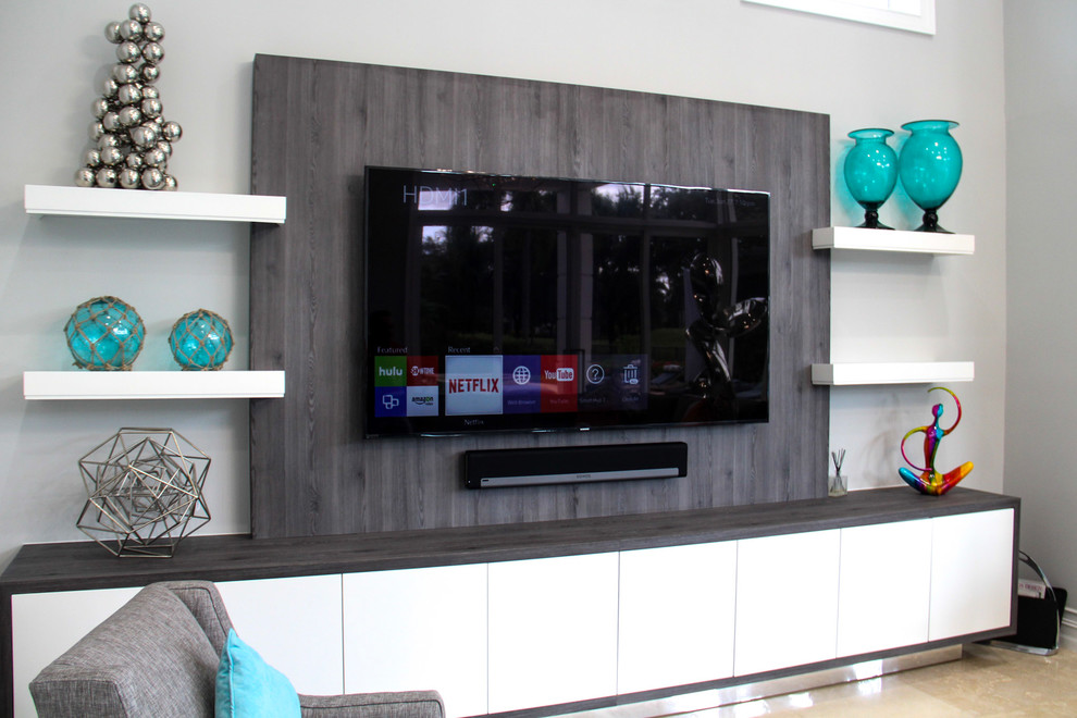 Wall Unit Modern Home Theater Miami by Lunardi Decor
