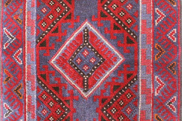 Traditional Rug, Red, Blue, 2'x8', Mashwani, Handmade Wool