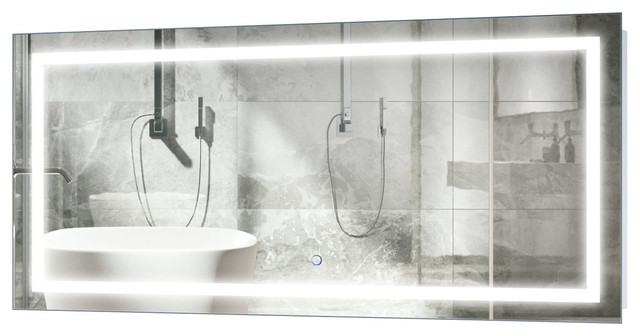 Large Led Lighted Bathroom Mirror With Wall Mount Defogger And Large Led Lighted Bathroom Mirror With Wall Mount Defogger And Dimmer 48 X24 Contemporary Mirrors By Krugg Reflections