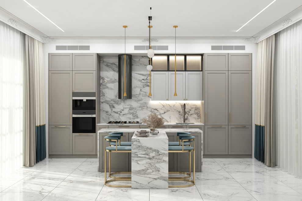 Светлая кухня в частом доме