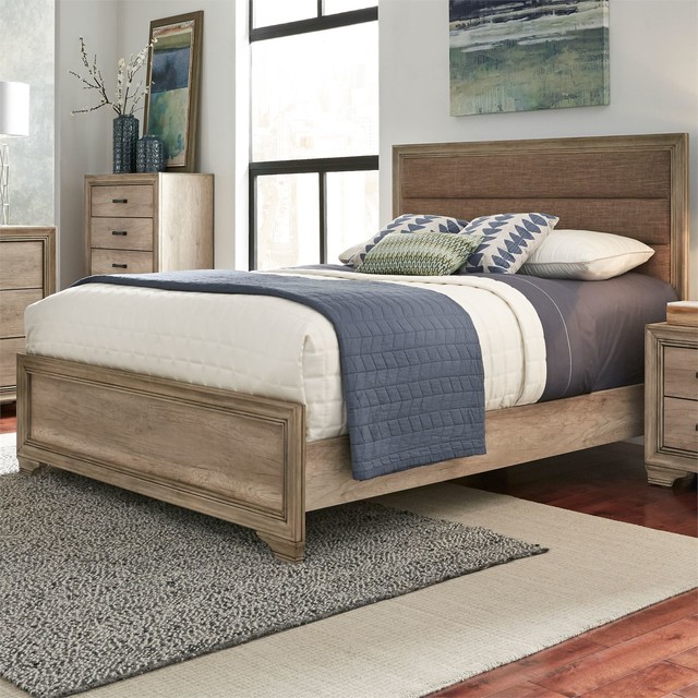 Emma Mason Signature Marieta King Upholstered Panel Bed in Sandstone