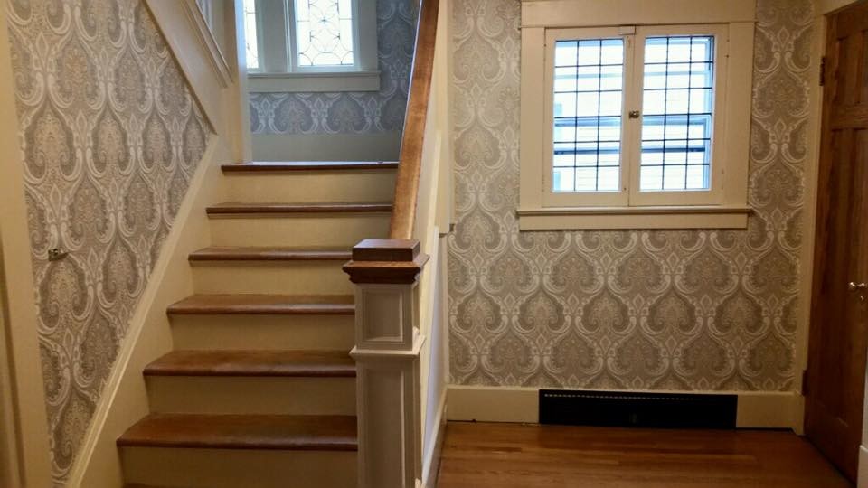 Design ideas for a mid-sized eclectic staircase in New York.