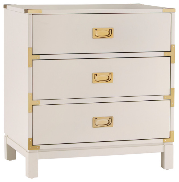 Loretta Gold Finish Wood 3 Drawer, White 3 Drawer Dresser Nightstand