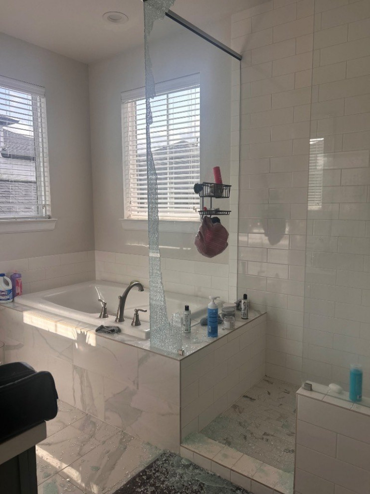 glass panel repair BEFORE