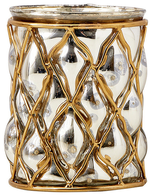 Serene Spaces Living Gold and Silver Mercury Glass Finish Vase -  Contemporary - Vases - by Serene Spaces Living | Houzz