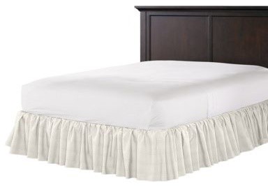 Cream Square Pintuck Ruffle Bed Skirt