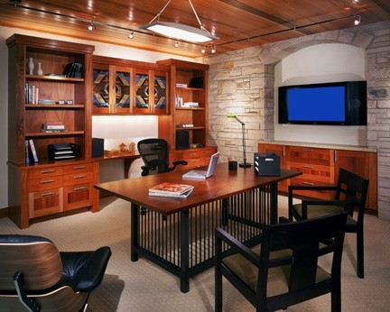 Design ideas for a transitional home office in Denver.