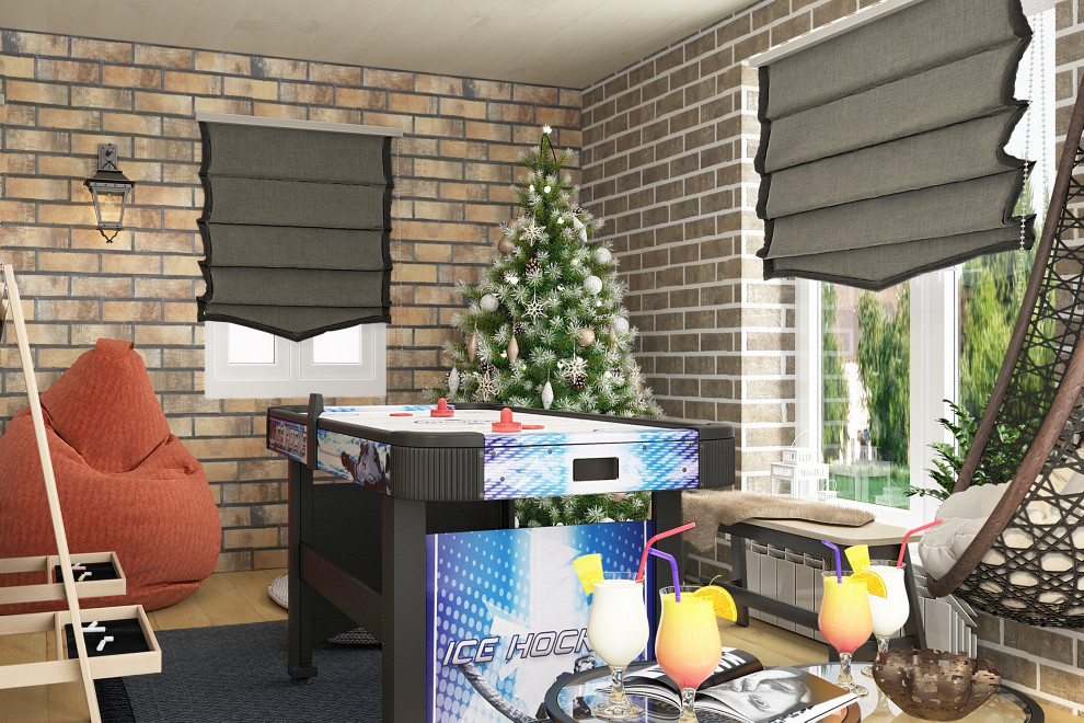 Дизайн-проект кухни гостиной с гриль - барбекю