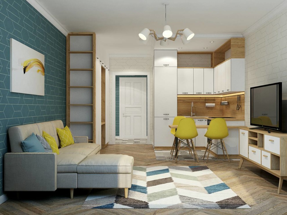 Готовый дизайн-проект студии в скандинавском стиле "Сияние"