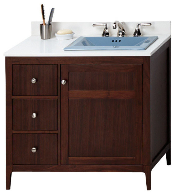 ronbow briella solid wood 36" vanity cabinet base, american walnut ronbow briella solid wood 36" vanity cabinet base, american walnut
