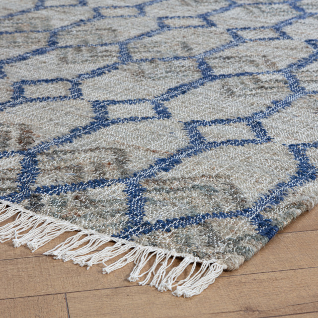 Marquesas Rug Marquesas Ivory and Blue Trellis Flatweave Area Rug, 8' x 10 ...