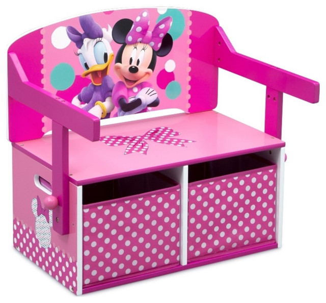 Delta Children Minnie Mouse Engineered Wood Activity Bench in Pink