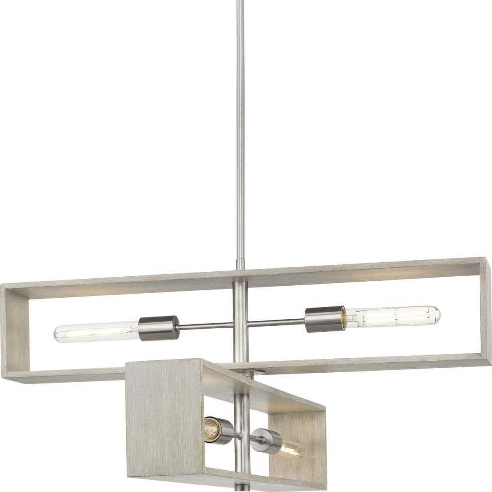 Boundary Collection 4-Light Modern Chandelier, Brushed Nickel