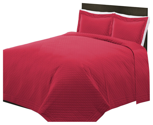 Cottonpure 100 Cotton Diamond Quilt , Scarlet, Twin Contemporary
