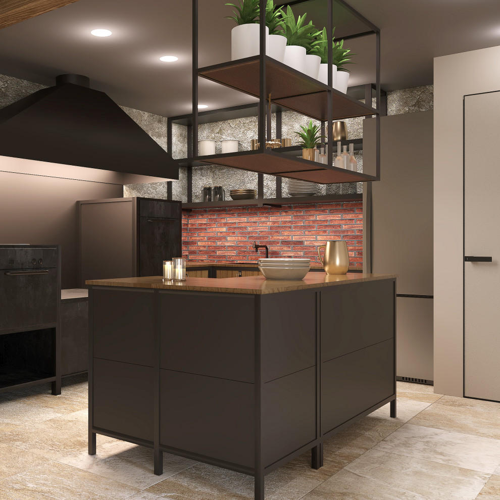 Проект интерьера террасы с камином