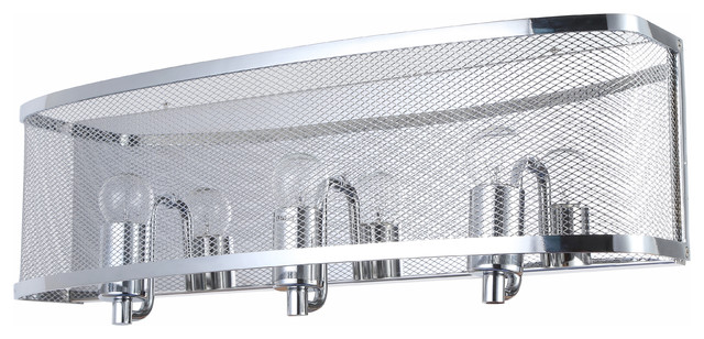 3-Light Metal Mesh Shade Wall Sconce In Chrome Frame