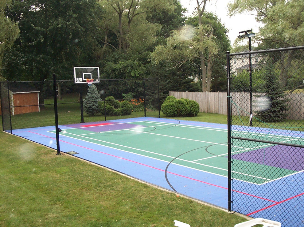 Custom Backyard Basketball Court in Andover - Traditional - Garden ...