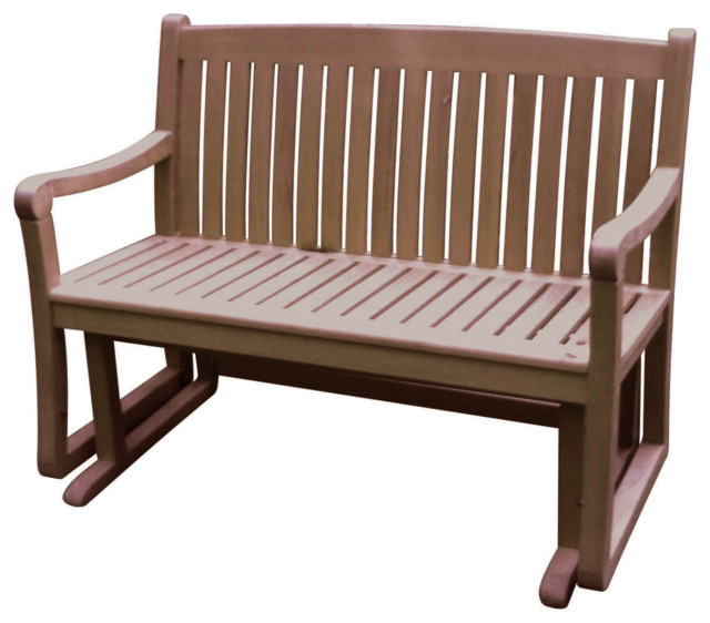Classic Gliding Teak Outdoor Bench, Natural, 4'
